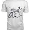 Funny vintage illustration of woman grabbed by coffee cup with tentacles shirt