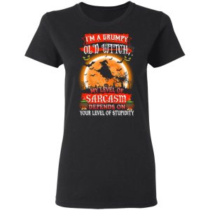 I'm A Grumpy Old Witch My Level Of Sarcasm Depends On Your Level Of Stupidity Halloween T Shirts 3