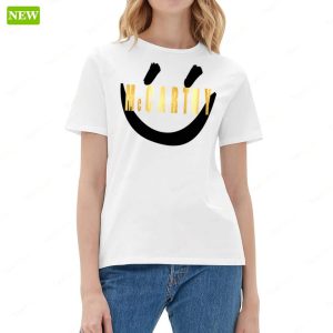 JJ McCarthy Smiley Face Ladies Boyfriend Shirt 1