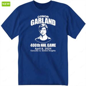 Jt Miller Garland With 400th Nhl Game April 8 2024 Canucks vs Golden Knights Shirt 1