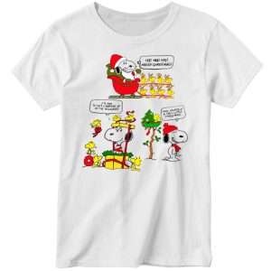 Snoopy Hee Hee Hee Mery Christmas 2022 Ladies Boyfriend Shirt 1