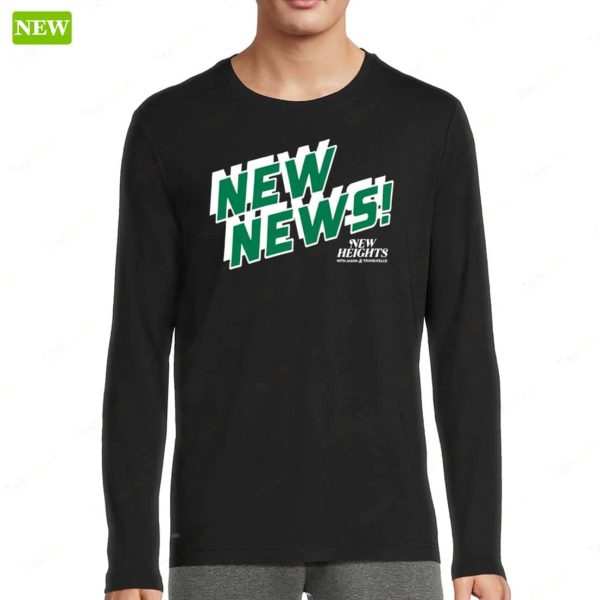 Travis Kelce Wearing New Heights New News Long Sleeve Shirt