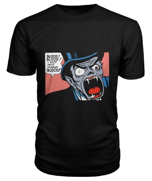 Vintage horror comic pop art vampire I must have human blood t-shirt