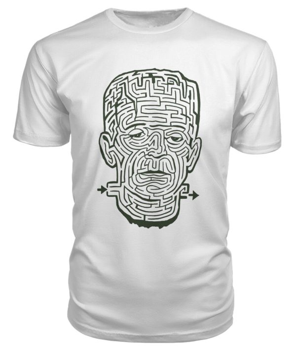 Vintage illustration dark green Frankenstein monster maze shirt