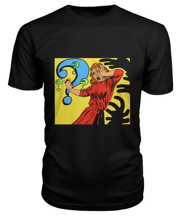 horror comic panel – question marks t-shirt