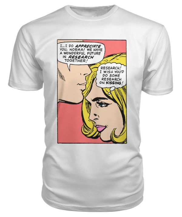 vintage comic pop-art research on kissing shirt