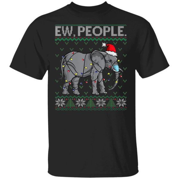 Ew People Elephant Face Mask Santa Ugly Christmas Sweater