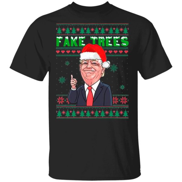 Fake Trees Red Tie Trump for President No Joe Biden Ugly Christmas Sweater