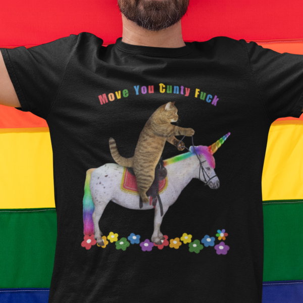 Funny ‘OFFENSIVE’ CAT ON A UNICORN Unisex T-Shirt