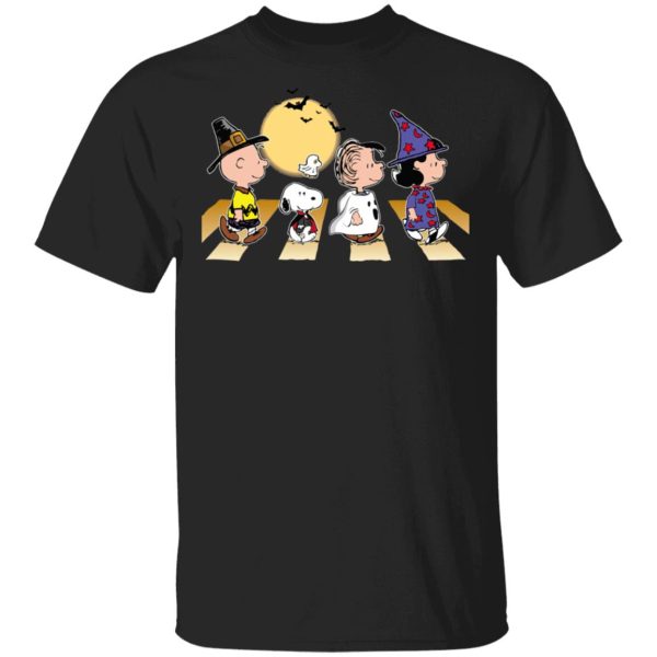 Halloween Charlie Snoopy Linus Lucy Abbey Road Walk T-Shirt