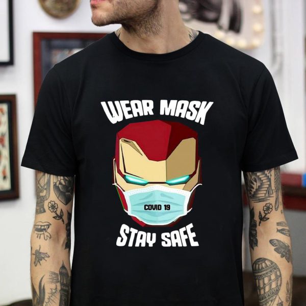 Iron Man wear mask stay safe quarantine t-shirt