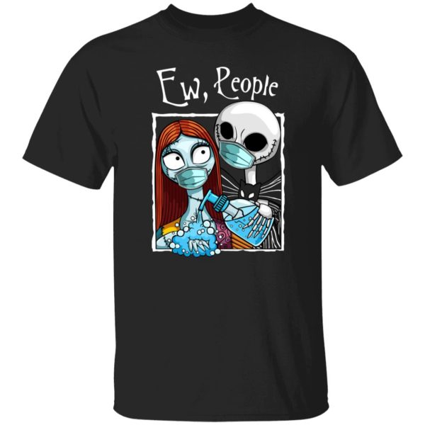 Jack and Sally Wearing Facemask Hand sanitizer T-Shirt