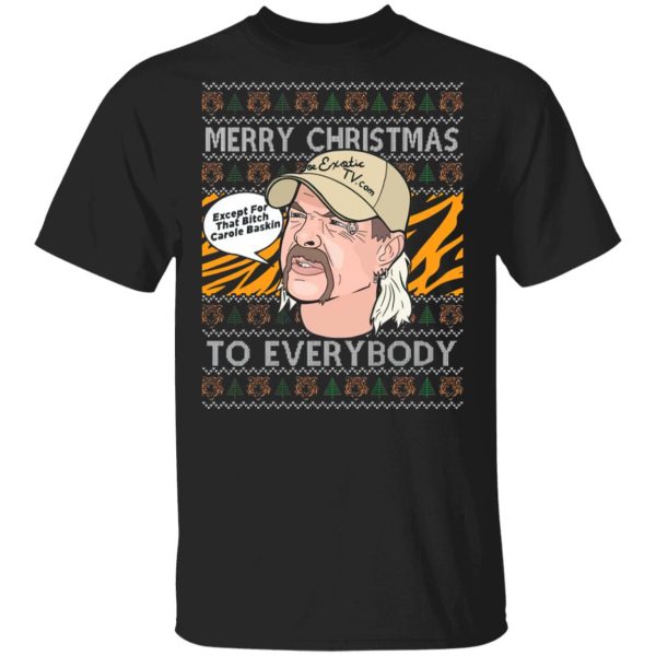 Joe Exotic Big Cat Rescue Carole Baskin SH300 Tiger King Merry Christmas Ugly Christmas Sweater