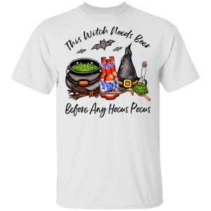 Pabst Blue Ribbon Bottle This Witch Needs Beer Before Any Hocus Pocus Halloween T-Shirt