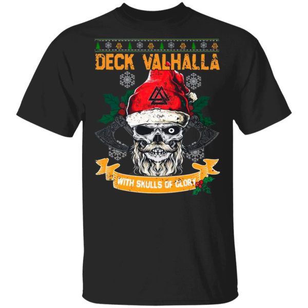 Santa Claus Skull Deck Valhalla With Skulls Of Glory Ugly Christmas Sweatshirt