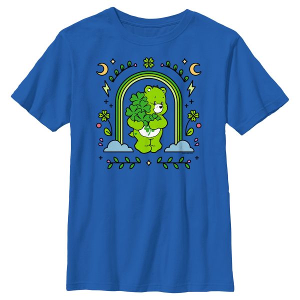 Boy_s Care Bears St. Patrick_s Day Good Luck Bear Green Rainbow Arch T-Shirt