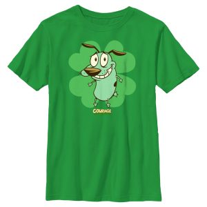 Boy_s Courage the Cowardly Dog St. Patrick’s Day Clover T-Shirt