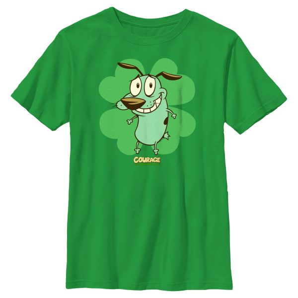 Boy_s Courage the Cowardly Dog St. Patrick’s Day Clover T-Shirt