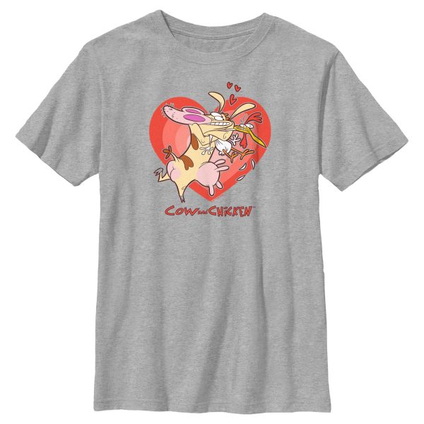 Boy_s Cow and Chicken Valentine_s Day Heart Hug T-Shirt