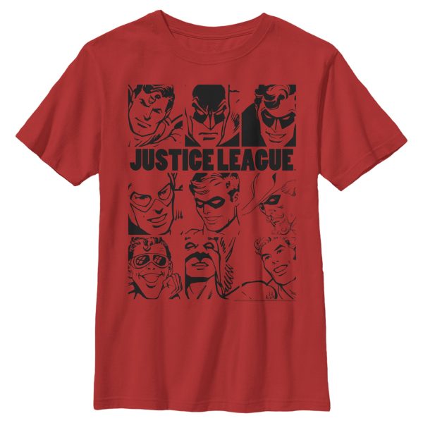 Boy_s Justice League Vintage Hero Panels T-Shirt