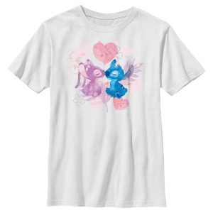 Boy_s Lilo & Stitch Angel Eskimo Kiss Watercolor T-Shirt