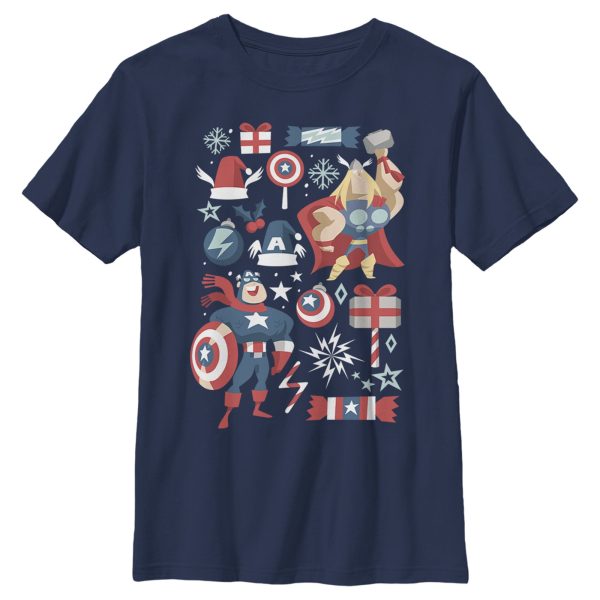 Boy_s Marvel Christmas Festive Hero Icons T-Shirt