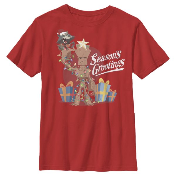 Boy_s Marvel Christmas Groot & Rocket Season Grooting T-Shirt