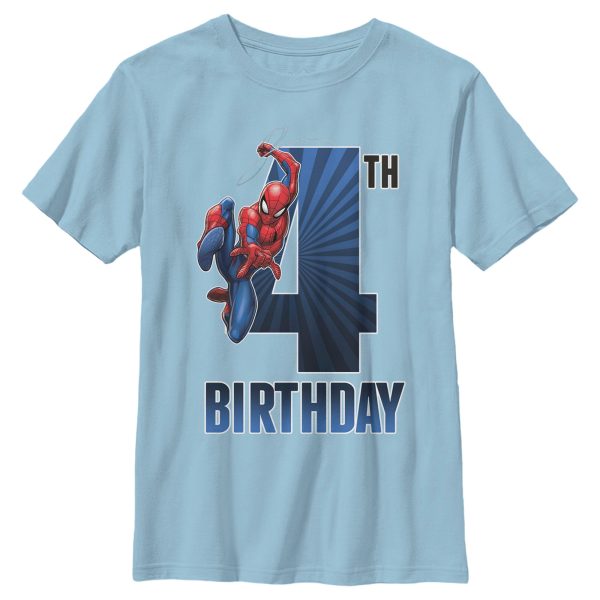 Boy_s Marvel Spider-Man Swinging 4th Birthday T-Shirt