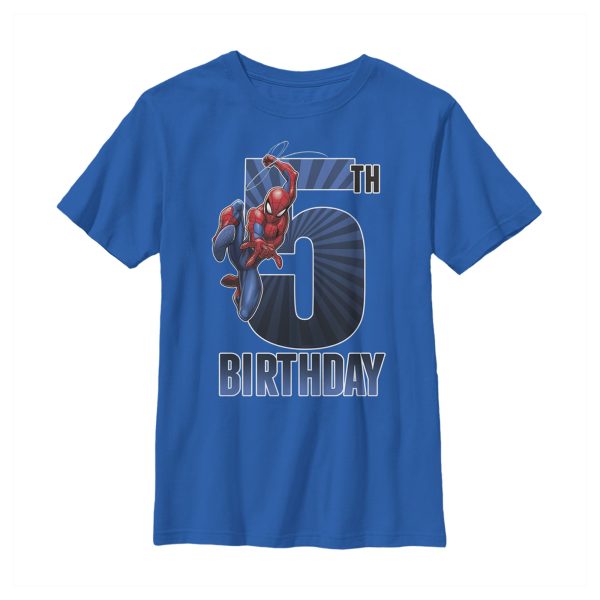 Boy_s Marvel Spider-Man Swinging 5th Birthday T-Shirt