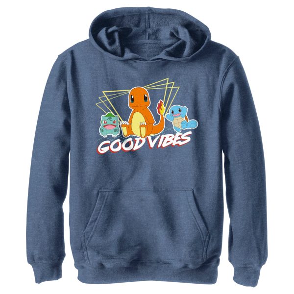 Boy_s Pokemon Bulbasaur, Squirtle and Charmander Good Vibes Pull Over Hoodie