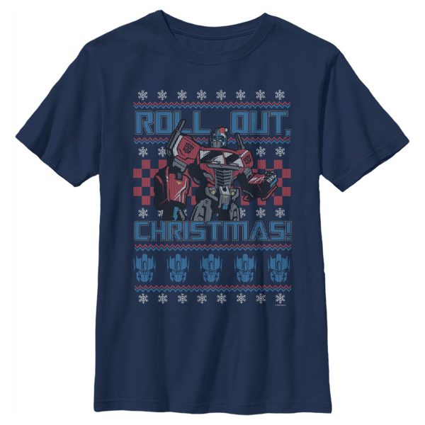 Boy_s Transformers Optimus Prime Roll Out Ugly Xmas T-Shirt