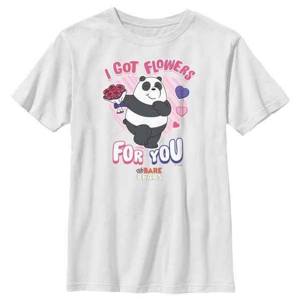 Boy_s We Bare Bears Valentine_s Day Panda I Got Flowers For You T-Shirt