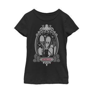 Girl_s Addams Family Wednesday Octopus Portrait T-Shirt