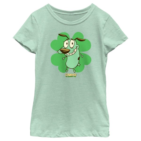 Girl_s Courage the Cowardly Dog St. Patrick’s Day Clover T-Shirt