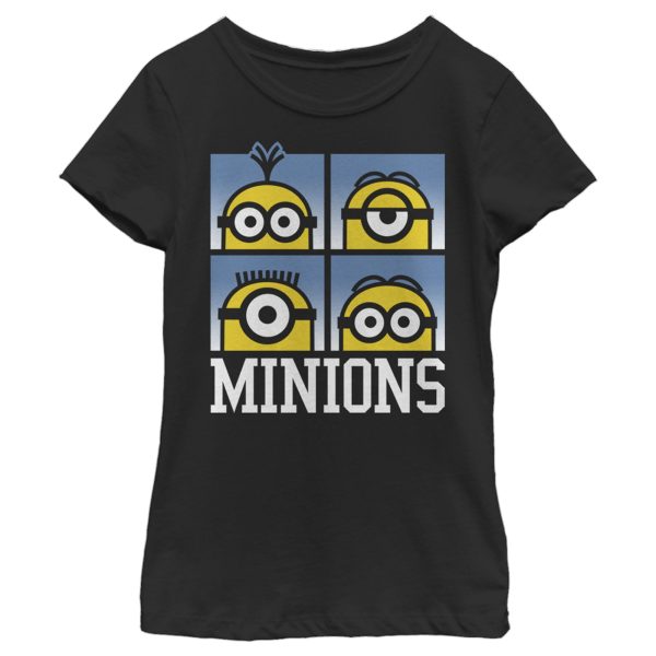 Girl_s Despicable Me Minions Big Face Grid T-Shirt