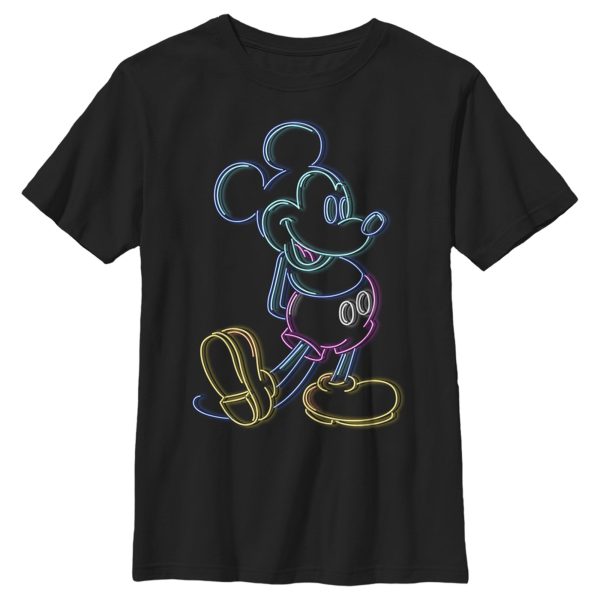 Boy_s Mickey & Friends Bright Neon Mickey Mouse Outline T-Shirt