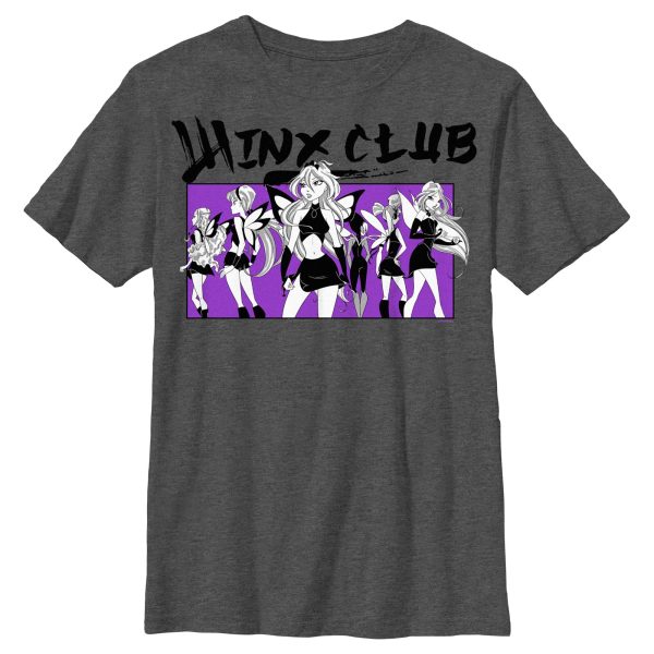 Boy_s Winx Club Black and Purple Group Shot T-Shirt