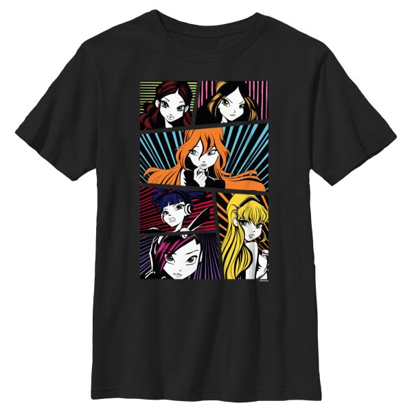 Boy_s Winx Club Group Comic Panels Portraits T-Shirt