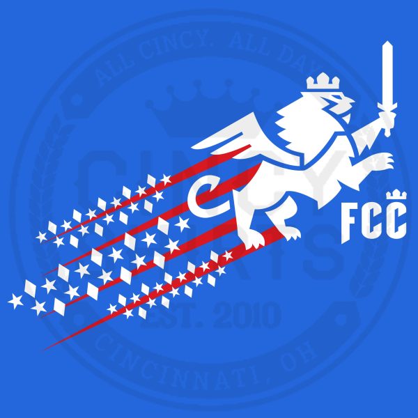 FC Cincinnati Red, White & Blue Streaking Lion