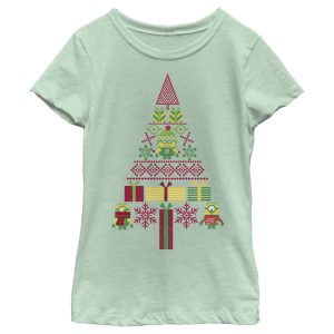 Girl_s Despicable Me Ugly Christmas Minons Tree 2D T-Shirt