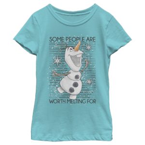 Girl_s Frozen Olaf Some People Are Worth Melting For T-Shirt