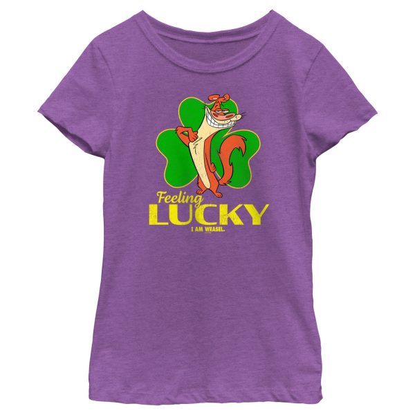 Girl_s I Am Weasel Feeling Lucky T-Shirt