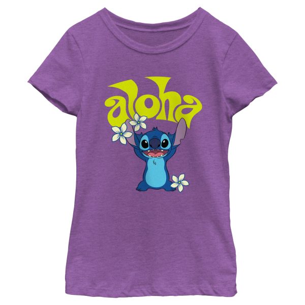 Girl_s Lilo & Stitch Aloha Wavy Text T-Shirt