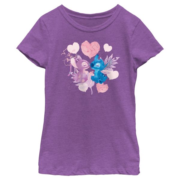 Girl_s Lilo & Stitch Angel Eskimo Kiss Watercolor T-Shirt