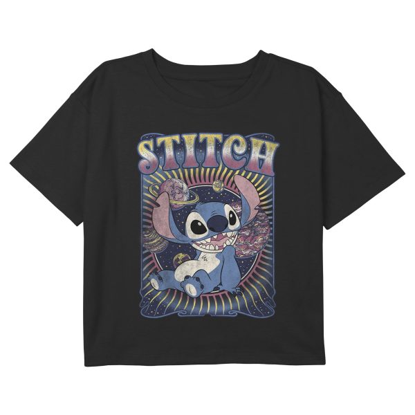 Girl_s Lilo & Stitch Distressed Groovy Planets Stitch T-Shirt