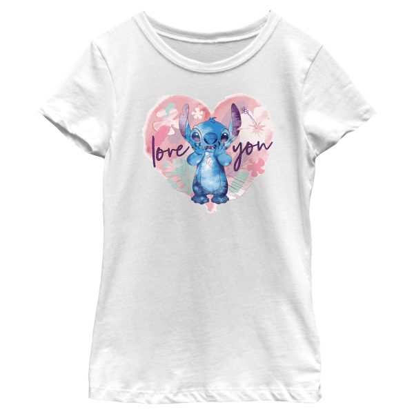 Girl_s Lilo & Stitch Love you Watercolor T-Shirt