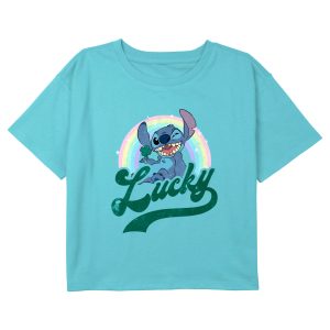 Girl_s Lilo & Stitch Lucky Rainbow Wink Distressed T-Shirt