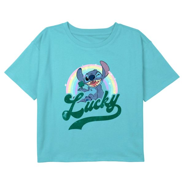 Girl_s Lilo & Stitch Lucky Rainbow Wink Distressed T-Shirt