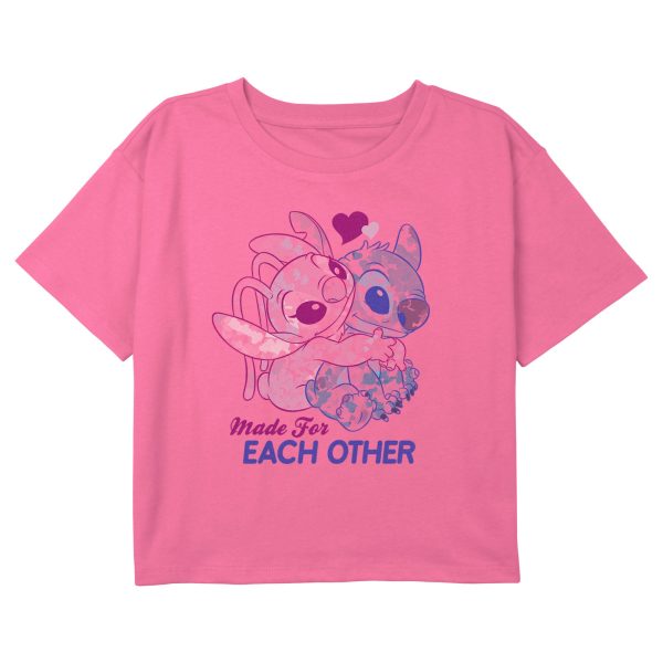 Girl_s Lilo & Stitch Made For Each Other Watercolor T-Shirt