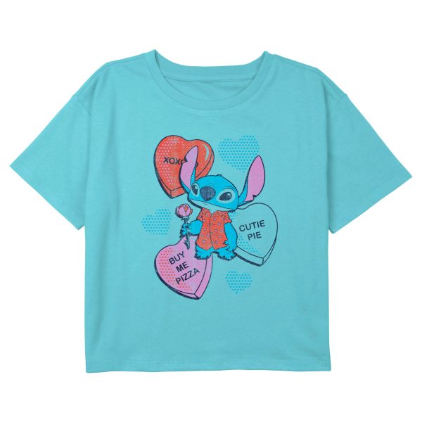 Girl_s Lilo & Stitch Sweet Hearts and Pizza T-Shirt